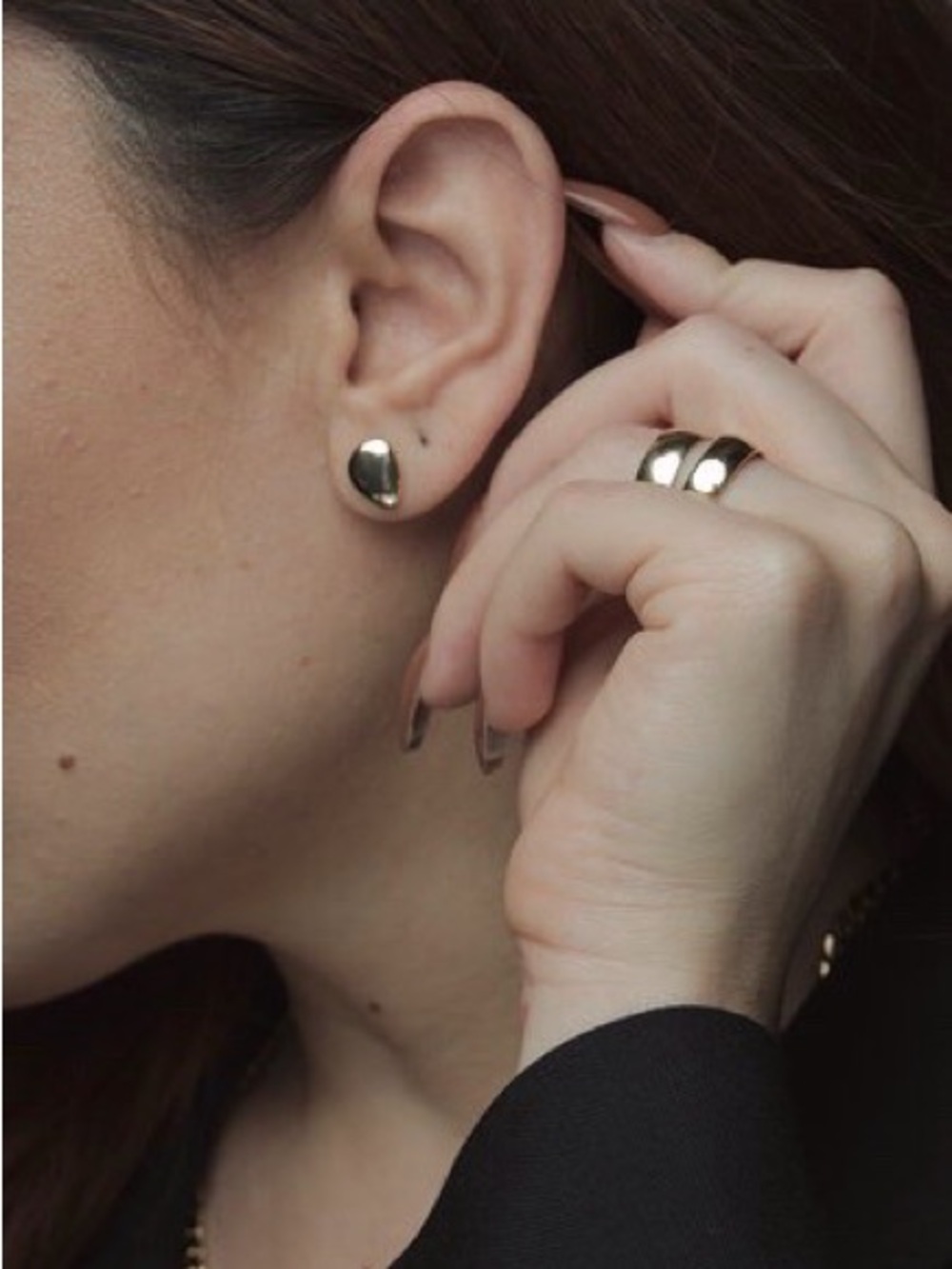 Minimalist 14k Gold pebble Stud Earrings - Classic Women's Jewelry